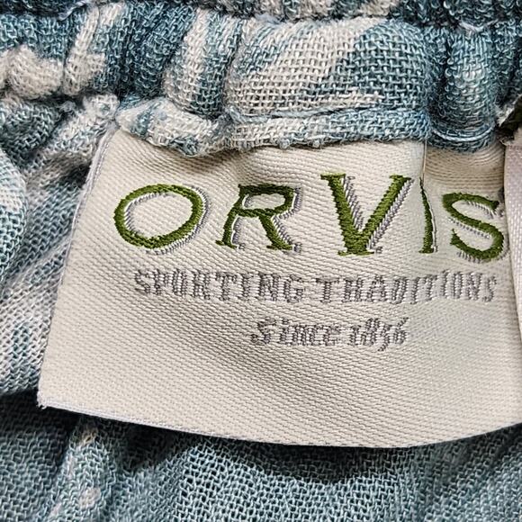 Orvis Skirt Womens M Blue White Gauze Rayon Maxi Pull On Drawstring Pockets Boho - Picture 3 of 9
